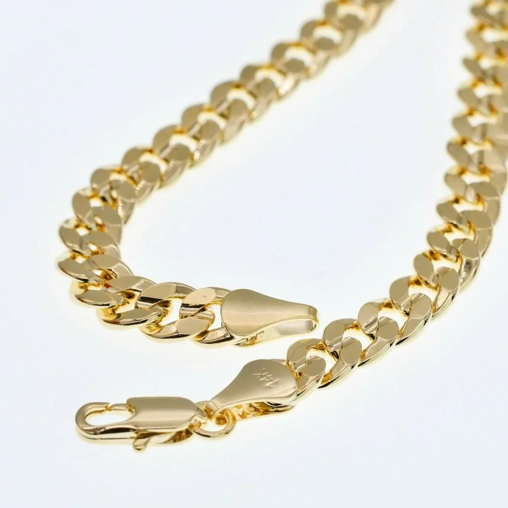 Men's 14k Gold Baseball Stamped Pendant + Cuban Necklace Iced - Picture 3 of 4